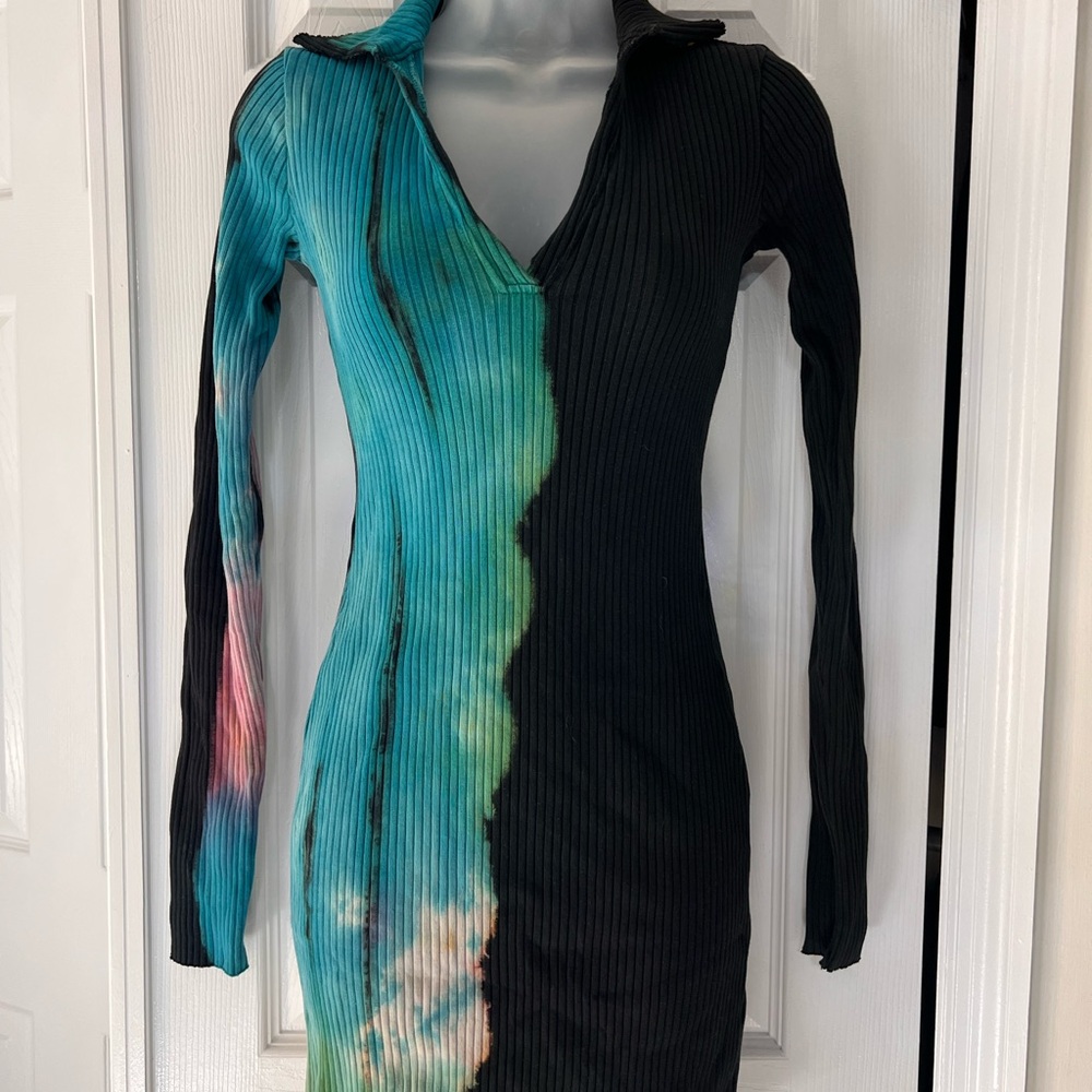 Cotton Citizen Black and Teal Mini Dress